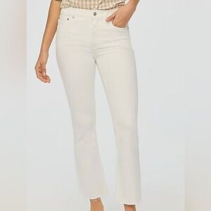 J. Crew Factory Flare Crop White Jeans in Signature Stretch Denim Size-26 NWT